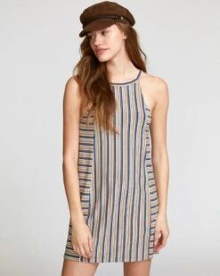 RVCA Bailey Striped Knit In Oatmeal Dress