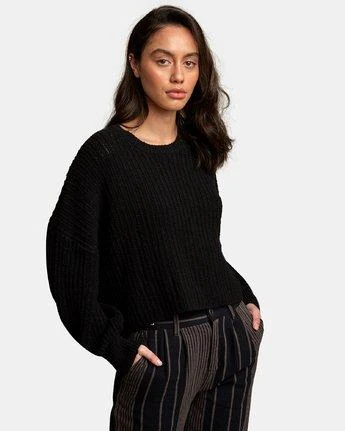 RVCA Louder Ribbed Knit In Black Sweater 3 RVCA Louder Ribbed Knit In Black Sweater