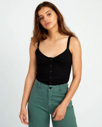 RVCA Go For Broke Ribbed In Black Tank Top 3 RVCA Go For Broke Ribbed In Black Tank Top