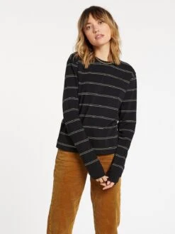 Volcom Doing Fine LS In Black Shirt