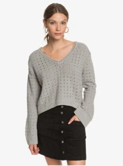 Roxy Do You Good VNeck Jumper In Heritage Heather (Sgrh) Sweater