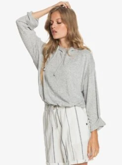 Roxy Super Chill Cropped Hoodie In Heritage Heather (Sgrh) Sweatshirt