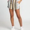 RVCA Juno Striped High Rise In Brown Shorts -Roxy Cloth Store HS1611795289