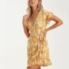 Billabong Wrap And Roll In Gold Dress -Roxy Cloth Store HS1612214602