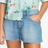Roxy Kissing The Swell Denim In Blue Shorts -Roxy Cloth Store HS1614819460