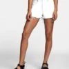 RVCA Georgie High Rise Denim In White Shorts -Roxy Cloth Store HS1615835030