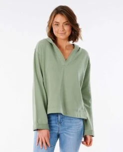 Rip Curl Organic Fleece Hood In Green Sweatshirt