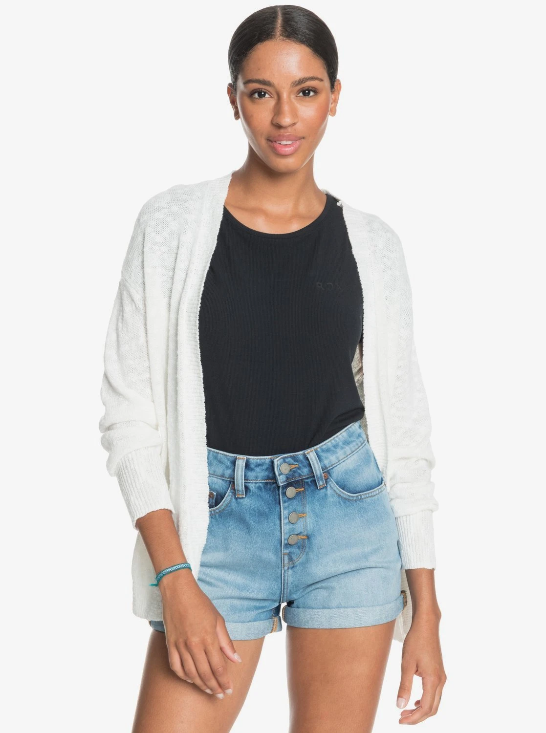 Roxy Valley Tones Cardigan In White Sweater 3 Roxy Valley Tones Cardigan In White Sweater