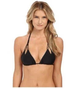 Cosita Buena Reversible Zigzag Knotted Cut Out Triangle Top (black)